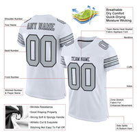 Custom Football Jersey - White Silver-Black Mesh Authentic