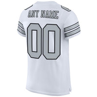 Custom Football Jersey - White Silver-Black Mesh Authentic