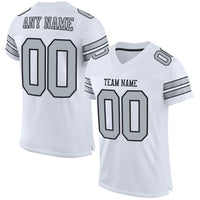 Custom Football Jersey - White Silver-Black Mesh Authentic