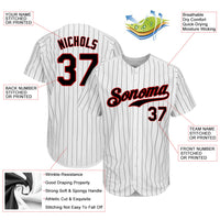 Custom Baseball Jersey - White Black Pinstripe Black-Red Authentic