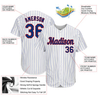 Custom Baseball Jersey - White Royal Pinstripe Royal-Red Authentic