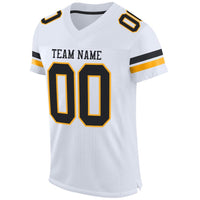 Custom Football Jersey - White Black-Gold Mesh Authentic