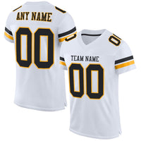 Custom Football Jersey - White Black-Gold Mesh Authentic