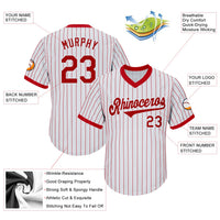 Custom Baseball Jersey - White Red Pinstripe Red-White Authentic Throwback Rib-Knit