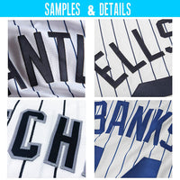 Custom Baseball Jersey - White Navy Pinstripe Red-Navy Authentic American Flag Fashion