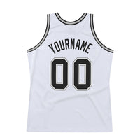 Custom Basketball Jersey - White Black-Gray Authentic Throwback