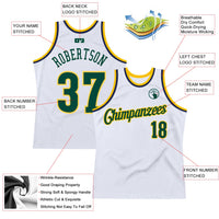 Custom Basketball Jersey - White Hunter Green-Gold Authentic Throwback
