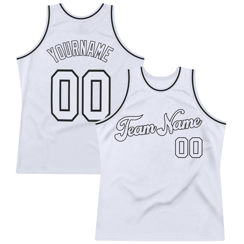 Custom Basketball Jersey - White White-Black Authentic Throwback