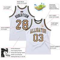 Custom Basketball Jersey - White Old Gold-Black Authentic Throwback