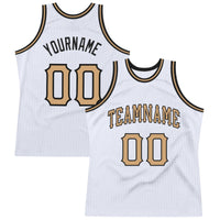Custom Basketball Jersey - White Old Gold-Black Authentic Throwback
