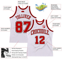 Custom Basketball Jersey - White Red Pinstripe Red-Black Authentic