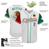Custom Baseball Jersey - White Kelly Green-Red Authentic Mexico Two Tone