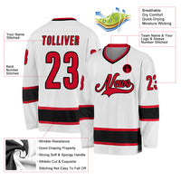 Custom Hockey Jersey - White Red-Black