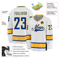Custom Hockey Jersey - White Royal-Gold
