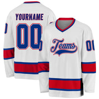 Custom Hockey Jersey - White Royal-Red
