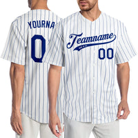Custom Baseball Jersey - White Royal Pinstripe Royal-White Authentic