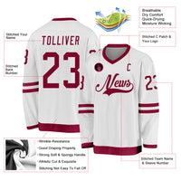 Custom Hockey Jersey - White Maroon